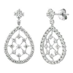 2.00 Carat Natural Diamond Drop Earrings G SI 14K White Gold 100% Natural, Not Enhanced in any way Round Cut Diamond Earrings 2.00CT G-H SI 14K White Gold, Pave Style, 3.2 gram 1 1/8 inch in height, 5/8 inch in width 80 Diamonds E5708IW ALL OUR ITEMS ARE AVAILABLE TO BE ORDERED IN 14K WHITE, ROSE OR YELLOW GOLD UPON REQUEST. All Chains of Pendants and Necklaces Can be Requested in 16'' or 18'' Length. . This item is proudly handcrafted in the USA. Perfect gift on any occasion. This Item has pass Luxury Hallmarked Pear-shaped Diamond Earrings, Hallmarked Pear-shaped Diamond Earrings For Anniversary, Pear-shaped Hallmarked Diamond Earrings For Anniversary, Timeless Pear-shaped Diamond Earrings For Formal Occasions, Pear-shaped Diamond Earrings For Formal Events, Luxury Pear-shaped Bridal Earrings For Formal Occasions, Dazzling Formal Bridal Earrings With Pave Setting, Formal Pear-shaped Brilliant Cut Earrings, Classic Hallmarked Pear-shaped Diamond Earrings