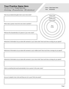 Setting Boundaries Circle Worksheet Editable Fillable Printable PDF_page-0001-min Personal Boundaries Worksheet, Marriage Therapy Worksheets, Healthy Boundaries Worksheets, Setting Boundaries Worksheet, Cognitive Distortions Worksheet, Conflict Resolution Activities, Conflict Resolution Worksheet, Work On Self, Child Counseling