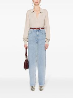 ISABEL MARANT Galix fine-knit Jumper - Farfetch Leg Belt, Isabel Marant Etoile, Sand Beige, Knit Jumper, Cotton Lights, Isabel Marant, Drop Shoulder, Straight Leg Jeans, Patch Logo