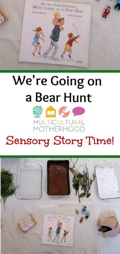 we're going on a bear hunt with the story time book and other activities