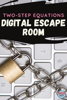 two - step equatations digital escape room with padlock on the keyboard