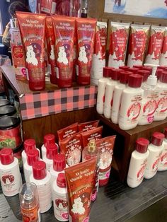 many different types of body care products on display