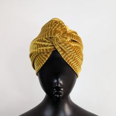 Mustard yellow velvet twist front turban hat Luxury modern bohemian twist front turban hat. This is made from a soft stretch velvet/velour fabric with a ribbed texture. The turban is a beautiful mustard/yellow colour. The fabric is luxurious and has a lot of stretch. It has a beautiful ruched detail at the back and it is fully lined in the same fabric for a high quality finish. This is a timeless stylish turban, perfect for autumn and winter, it is suitable for daily wear and evenings out. These Elegant Yellow Wedding Turban, Elegant Yellow Turban For Party, Adjustable Yellow Turban For Summer, Adjustable Yellow Party Turban, Fitted Yellow Turban, Yellow Adjustable Party Turban, Pretied Turban, Yellow One-size Headband Turban, Vintage Turban