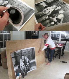 a person holding a camera and taking pictures in black and white photos with their family