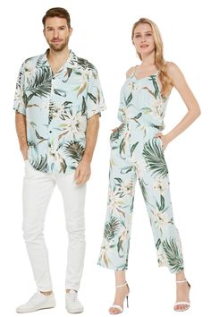 PRICES MAY VARY. Please add women and men items to cart individually to receive the matching set. Exact Matching Outfit, Great for couple. Women jumpsuit comes in size Small to XX-Large. Men shirt comes in size Small to 3X-Large. Made of rayon, soft and silk like. Beautiful Hawaiian print, perfect for any beach occasions or Luau parties, also great for cruise. Matching men's shirts, various women Jacketes, and boy outfits available. Miss Hawaii already? Keep the Hawaii Hangover going! V-Neck Jum Add Women, Luau Shirts, Miss Hawaii, Stile Blair Waldorf, Adrette Outfits, Tropical Outfit, Hawaii Outfits, Fest Outfits, Women Jumpsuit