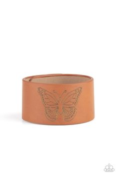 Stamped in a whimsical butterfly, a rustic piece of brown leather wraps around the wrist for a seasonal flair. Features an adjustable snap closure. Whimsical Butterfly, Paparazzi Accessories Jewelry, Pink Jewels, Brown Leather Bracelet, Brown Bracelet, Trendy Bracelets, Snap Bracelets, Life Of The Party, Paparazzi Accessories