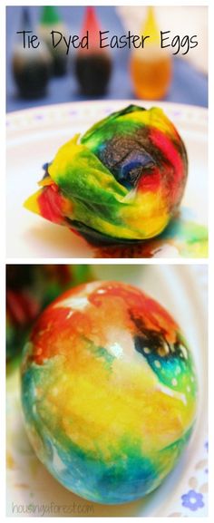 the dyed easter eggs look like they have been dyed