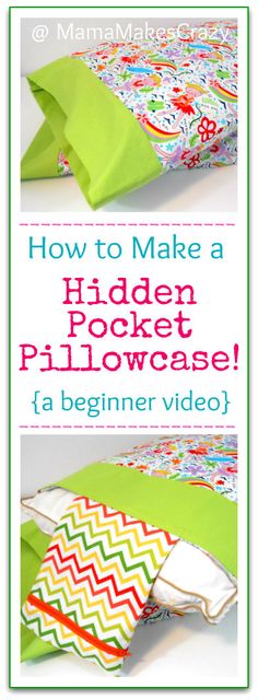 the instructions for how to make a hidden pocket pillowcase with an easy sewing pattern