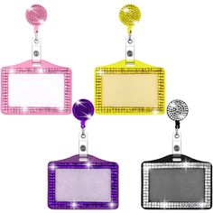 PRICES MAY VARY. The package includes: you will get 4 pieces of bling ID badge holders, which are available in 4 colors of pink, purple, gold, and silver for your choice; The sufficient quantity and rich colors can meet your daily uses and replacement needs Size information: the size of this rhinestones badge holder is 2.7 x 4.3 inches, which is convenient for you to carry; You can use it to store ID cards, student cards, campus cards, access control cards, membership cards, business cards and o School Nurse Sign, School Supply Labels, Membership Card, Document Holder, Retractable Badge Reel, Plastic Resin, Id Badge Holders, Office Business, Badge Holder