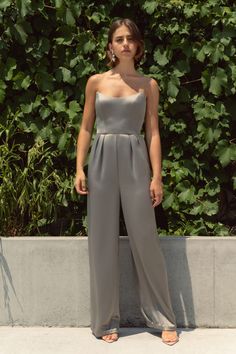 The Jonie jumpsuit, cut in our sumptuous luxe satin fabric, is a chic and modern choice for any formal event. A fully boned bodice lends flattering structure, and wide leg pants are comfortable and versatile. Wedding Guest Jumpsuit, Jumpsuit For Wedding Guest, Formal Party Dresses, Jenny Yoo, Boned Bodice, Formal Party Dress, Formal Party, Look Chic, Satin Fabric