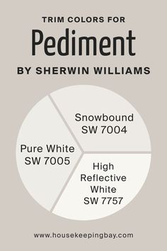 a white and gray color scheme with the words, trim colors for pediment by shewin williams