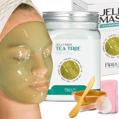 Jelly Mask Tea Tree Rubber Face Mask Peel-Off Jar Jar-TeaTree Bruun Beauty Rubber Face Mask, Face Mask Peel Off, Rubber Mask, Mask For Face, Korean Facial, Gel Face Mask, Face Structure, Jelly Mask, Water Modeling