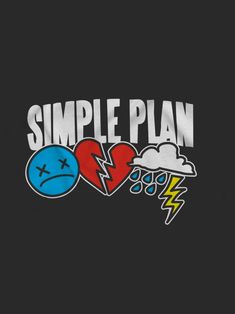 the simple plan logo on a black shirt with blue and red lightning coming out of it