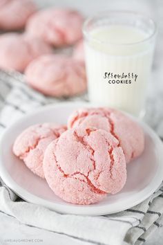 Strawberry Cookies Cake Mix Cookies Live Laugh Rowe Cookies With Cake Mix Boxes, Cookies With Cake Mix, Summer Baking Recipes, Strawberry Cake Mix Cookies, Best Cake Mix, Cake Mix Cookie, Strawberry Cake Mix, Pink Cookies, Cake Mix Cookie Recipes