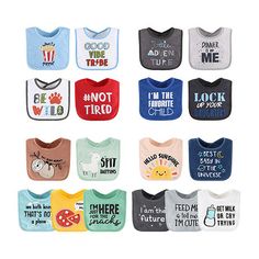 Quickly clean up your little one's adorable face from spills, spit ups, and dribbles with the peanutshell bib set for baby boys, 18 pack for feeding, teething, or drooling | blue, green, yellow, grey. It features a fun combination of whitty slogans in red, white, blue, and grey and is complimented by witty sayings in shades of teal, aqua, navy, green and yellow.# Pieces In Set: 18Features: Breathable, Multi-Pack, LightweightClosure Type: Hook & Loop TapeMeasurements: 7 Width/Inches, 1 Depth/Inch Funny Baby Bibs, Witty Sayings, Baby Boy Bibs, Boy Bib, Shades Of Teal, Witty Quotes, Bib Set, Hello Sunshine, Yellow Grey