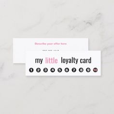 a white business card with the words, my little lovatty card on it