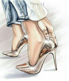 a drawing of a woman's legs wearing high heeled shoes with heels on them