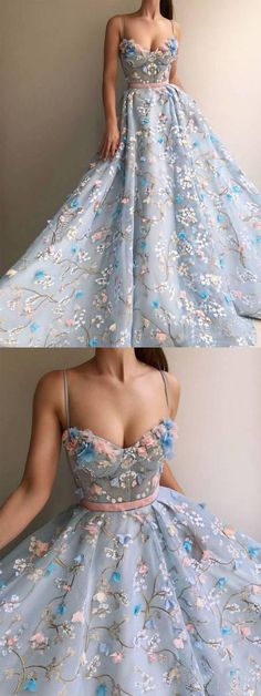 Blue Prom Dresses, Princess Prom Dresses, Floral Prom Dresses, 파티 드레스, A Line Prom Dresses, Beauty Dress, Ball Gowns Prom, Tulle Prom Dress, Prom Dresses Ball Gown