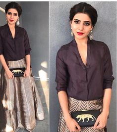 Samantha Prabhu # raw mango # fusion look 2016# Indian fashion # Long Skirt Outfits Indian, Skirt Outfits Indian, Ghaghara Choli, Samantha Prabhu, Outfits Indian, Raw Mango