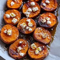 baked sweet potatoes with feta cheese on top