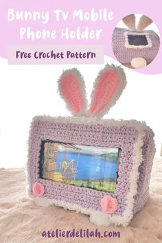 bunny mobile phone holder free crochet pattern