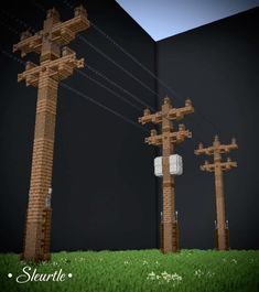 the power lines are all connected to each other in this minecraft style scene with grass and flowers