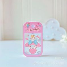 a pink cell phone case with a cartoon character on it