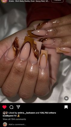 Natural Nails Brown, Brown French Nails, Fall Nail Art Ideas, Feet Nail Design, Brown French, Aesthetic Nail, Brown Nails Design, Nails Brown