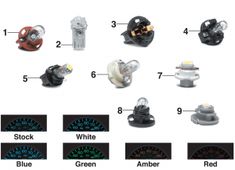 an image of different types of fuel pressure gauges and their corresponding parts to choose from