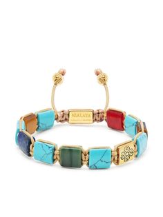 blue/multicolour stainless steel gold plated gemstone charm rope detailing adjustable fit Nialaya Jewelry is pleased to offer free repairs on purchases for one year from purchase date. Brown Tiger, Brown Tiger Eye, Red Jade, Semi Precious Beads, Blue Lapis, Green Jade, Cz Diamond, Blue Bracelet, Jade Green