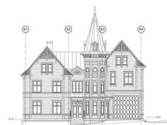 an architectural drawing of a large house