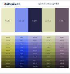 the color palette is shown in different shades