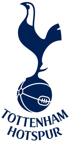 the tottenham logo is shown in blue and white, with an image of a bird on top