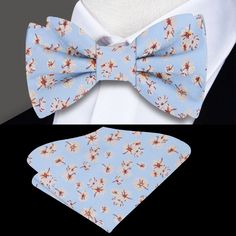 Light Blue Floral Pocket Square, Charcoal Gray Suit, Types Of Bows, Light Blue Dress Shirt, Charcoal Suit, Tie Matching, Beige Suits, Magnolia Flowers, Blue Bow Tie