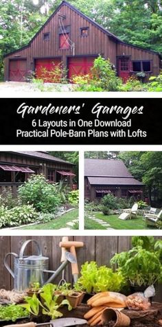 an image of gardening in front of a barn