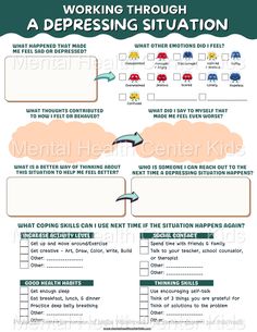 Depression Worksheets for Teens – Mental Health Center Kids Teen Therapy Activities Mental Health, Mental Health Group Ideas, Counselling Worksheets, Therapy Prompts, Therapist Tips, Family Therapy Activities, Child Counseling