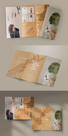 three fold brochure mockup templates with photoshopped images