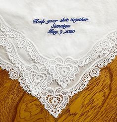 Very special commemorative wedding handkerchief! A truly elegant gift for a bridal shower, Mothers Day Gift, wedding, baptism or even for a housewarming. This is a nice quality Lace edge Hankie (40 cm x 40 cm ) You can write a sentence you want to say. Choose a color of embroidery thread you like. ★A few words you want to say ★Have your name and wedding date. ★Or just your initials ★You chose the color thread on a white hankie. Just let me know what you want. ★The price is for one Handkerchief. Handkerchief Embroidery, Bridal Handkerchief, Personalized Handkerchief Wedding, St John Vianney, Floral Baby Blanket, Lace Handkerchief, Embroidered Handkerchief, Custom Baby Blanket, Wedding Handkerchief