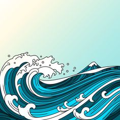 an ocean wave with blue and white colors