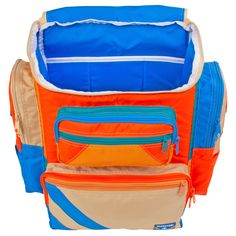 One of our all-star customer favorite colors now in our 2.0 Alex Mega Backpack with tons of pockets and no-fail strap construction. Features 4 separate front zip compartments, two side zip pockets perfect for water bottles or umbrellas and open flat pockets for small items. The padded laptop sleeve in the main compartment fits up to 17" laptops. Interior zip pocket for stashing valuables. Back suitcase handle anchor for easy travel use, just slide on and go! Foam walls for added structure and in Sporty School Backpack With Multiple Pockets, Sporty Multicolor Rectangular Backpack, Functional Multicolor Backpack For Outdoor, Functional Multicolor Backpack With Zipper Pocket, Suitcase Handle, Easy Travel, Slide On, Laptop Sleeve, Small Items