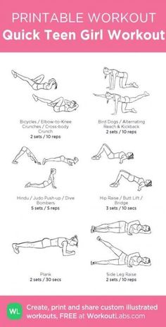 the printable workout guide for women with instructions to do it on her stomach and chest