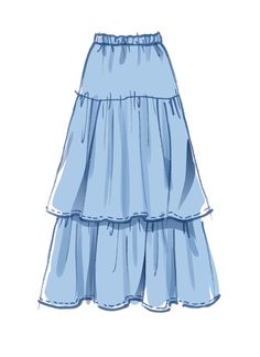 a blue skirt with ruffles on the bottom