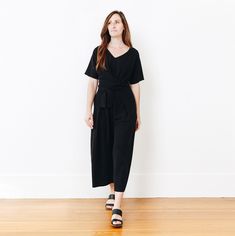 Description The classic Isabel jumpsuit gets an update for the sunny days ahead. In our signature viscose/linen blend, this short-sleeved jumpsuit has a fun twist tie at the waist and a cropped wide leg. Swap out your sandals for heels to do the day-to-night thing in just about two shakes. Claire is 5'8" with a 28" waist and wears a size Small. Product Details V-neckline Short sleeves Wrap-around sash at waist can be tied in the back or front Side slant pockets 70% viscose 30% linen Short Sleeve Jumpsuit With Tie Waist For Work, Workwear Jumpsuit With Tie Waist And Short Sleeves, Workwear Jumpsuit With Tie Waist And Relaxed Fit, Summer Relaxed Fit Jumpsuits And Rompers With Tie Waist, Chic Relaxed Fit Jumpsuits And Rompers With Tie Waist, Chic Jumpsuits With Tie Waist And Relaxed Fit, Spring Relaxed Fit Jumpsuit With Tie Waist, Chic Linen Jumpsuits And Rompers With Short Sleeves, Spring Wide Leg Jumpsuits And Rompers With Tie Waist