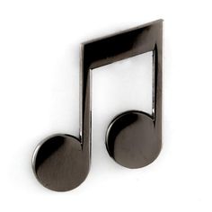 a black musical note on a white background