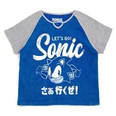 Your gamer is ready for an adventure in this awesome Sonic the Hedgehog raglan tee! This cute and stylish short sleeve shirt features the words "Let's Go Sonic" and cool artwork of your kid's favorite video game character! Made of a soft rib knit material for lasting comfort, this fashionable Sonic the Hedgehog tee is perfect for everyday wear! Sonic Streetwear, Shadow Shirt Sonic, Sonic T Shirt Design, Sonic Shirt, Sonic T Shirt, Sonic Graphic Tee, Soft Clothing, Girls T Shirt, Soft Clothes