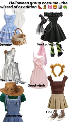 several different types of dresses and hats for children to wear in the halloween costume contest