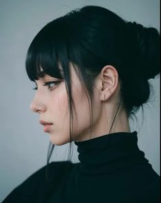 Korean Bangs, Body Pics, Vector Portrait Illustration, Goth Hair, Great Haircuts, People Clothes, Female Head, Aesthetic People