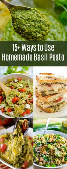 the collage shows different types of pesto