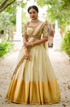 Half Saree Tagged "half saree, Lehengas" - ANJU SHANKAR LABEL Half Saree Draping, Latest Half Saree Designs, Pattu Half Saree Designs, Kalamkari Dresses, Green Pleated Skirt, Traditional Festival