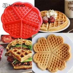 some waffles and other food items are shown